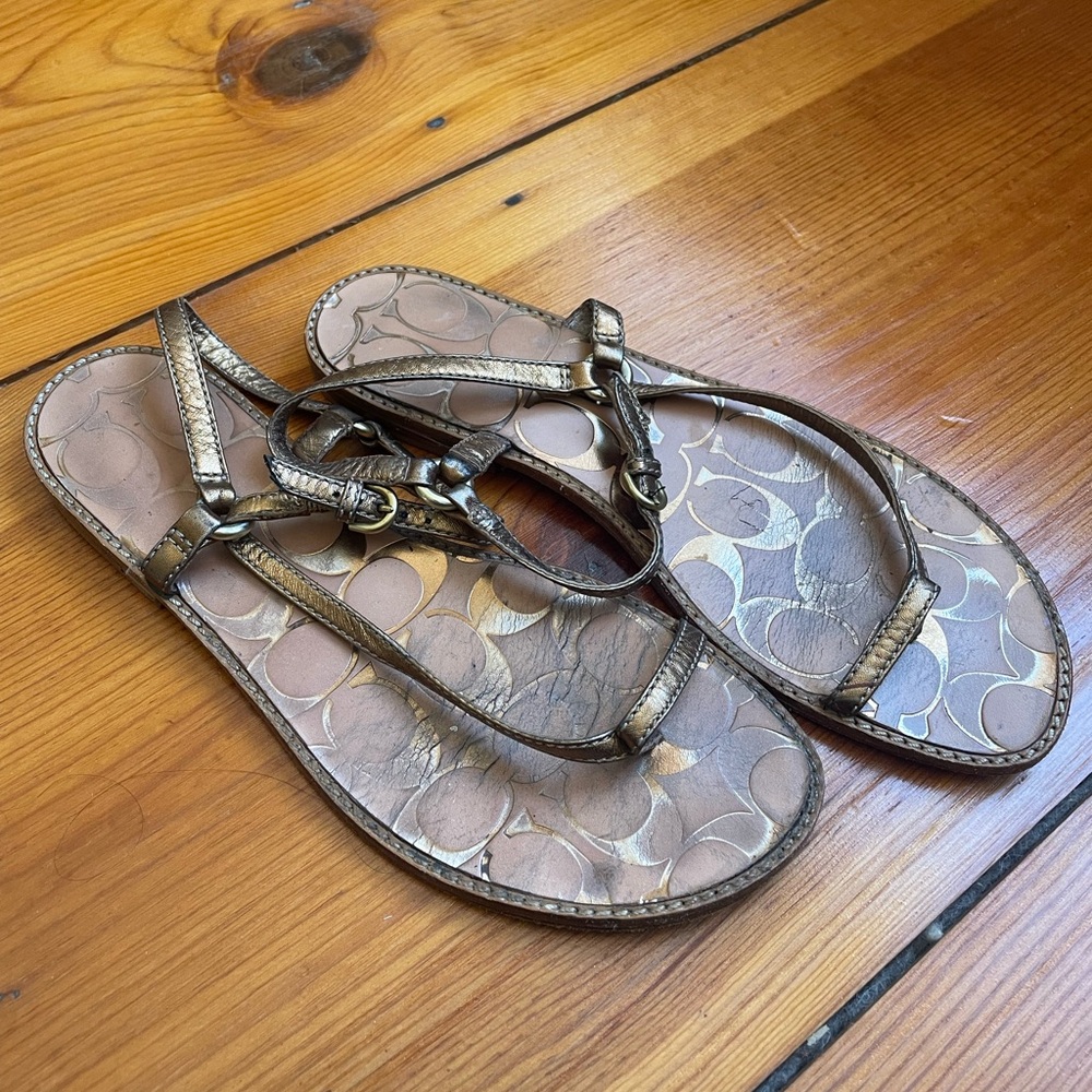 Coach Bronze “Liby” leather Sandals sz8